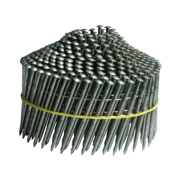 Blanke draad verbonden rolnagels met ringdraad en platkop