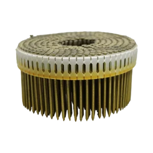 Plastic verbonden rolnagels 0º geel verzinkt ring ±5.8 mm platkop