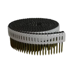 Plastic verbonden rolnagels 0º RVS zwart ringdraad ±5.8 mm bolkop gevlakt 2.5 x 50 mm