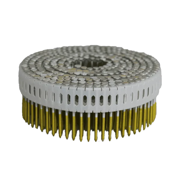 Plastic verbonden rolnagels 0º RVS A2 ringdraad ±5.8 mm bolkop 2.5 x 50 mm